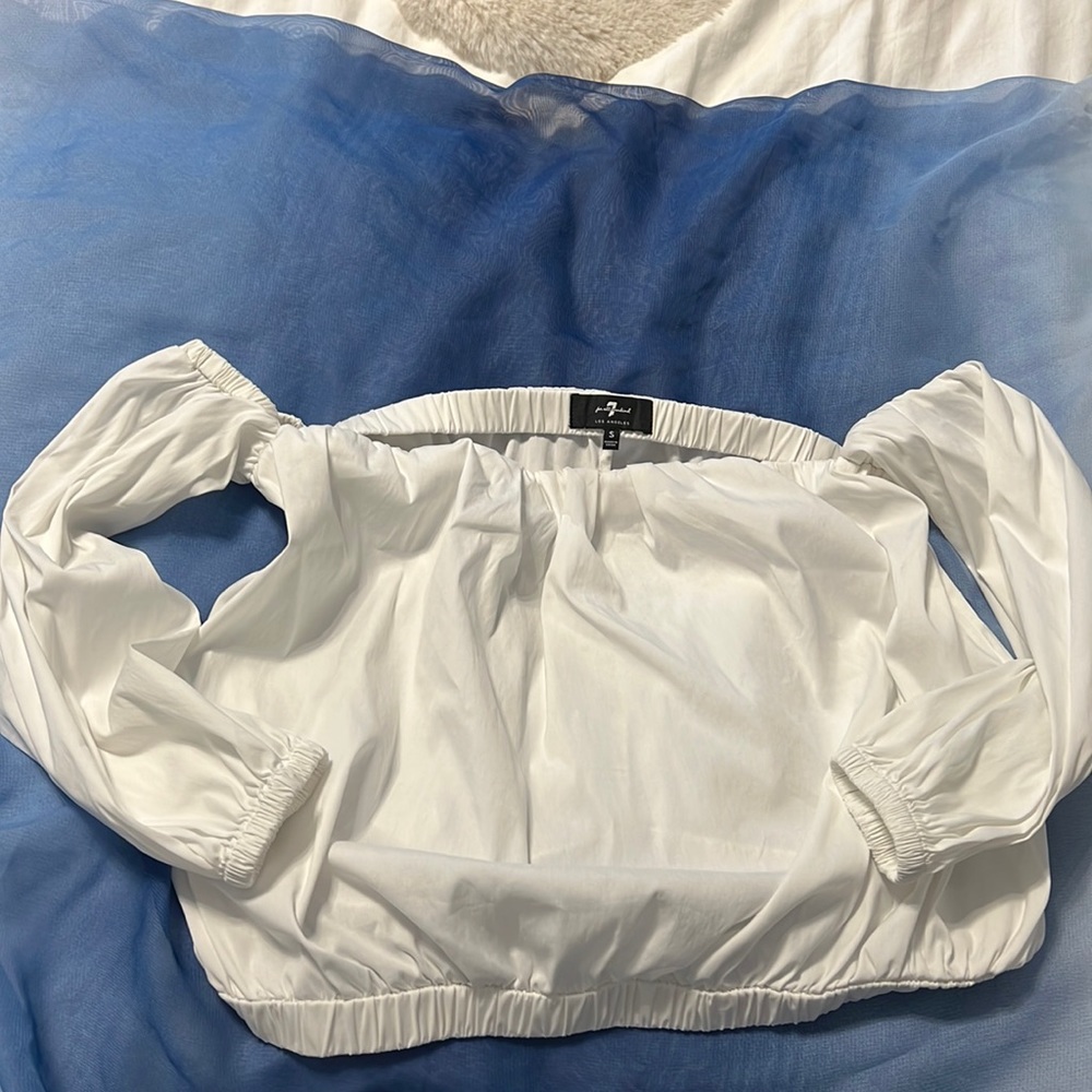 Seven for all mankind, color white; off the shoulder top